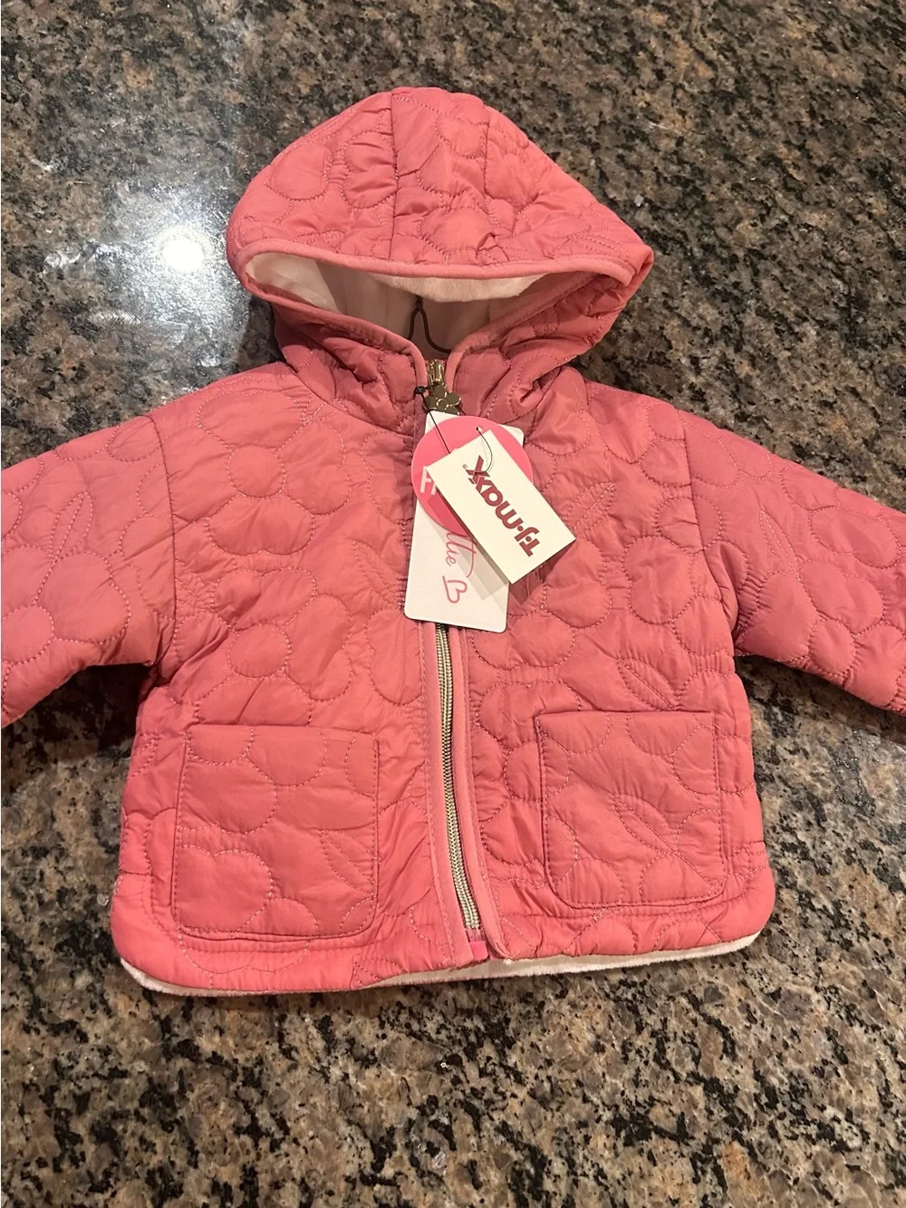 Pink Quilted Hooded Baby Puffer Jacket 12 Months